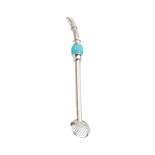 Stainless Steel Bombilla (Turquoise Blue Stone)