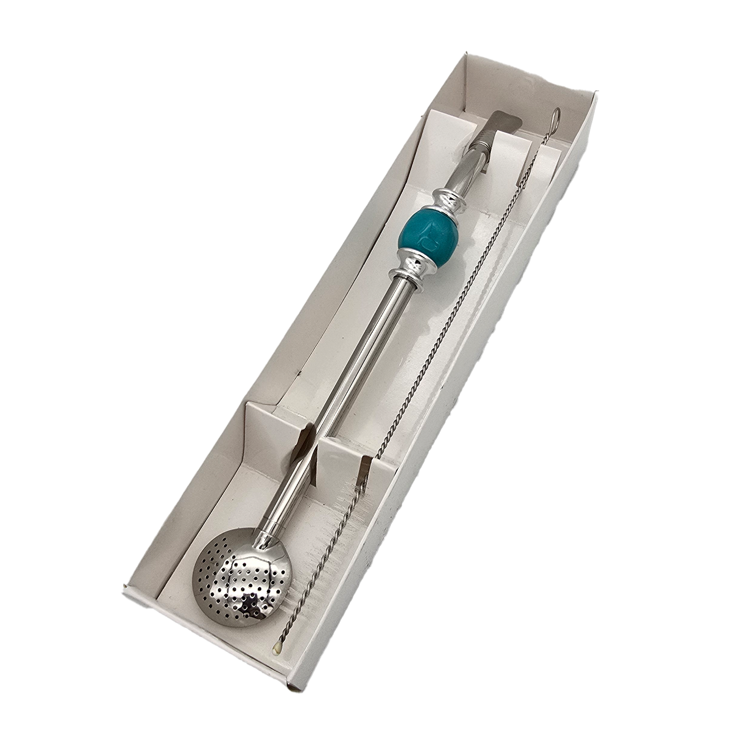 Stainless Steel Bombilla (Turquoise Blue Stone)